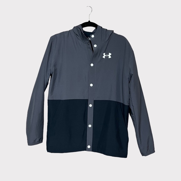 Under Armour Other - UNDER AMOUR Youth Loose Fit Snap Fleece Lined Jacket Size XL Black Gray
